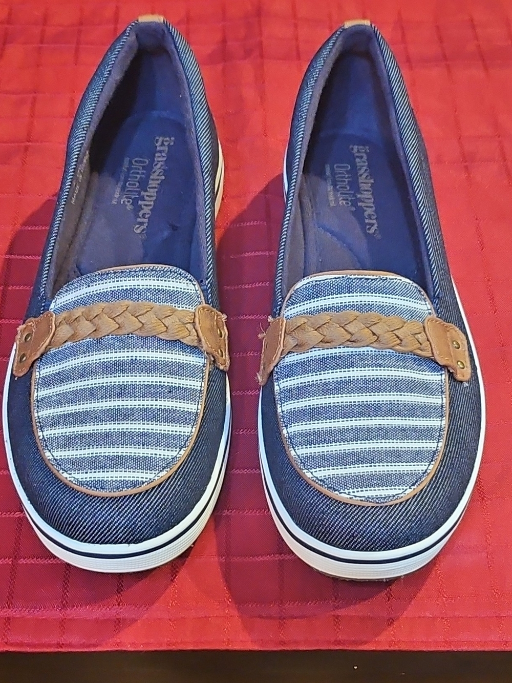 Grasshoppers Navy and Brown Striped Oethotic Slip-On Loafers